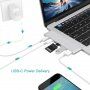 6w1 koncentrator 2x USB-C złącze + 2x USB-C port + czytnik kart SD i micro SD + 2x port USB 3.0 - srebrny