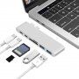 6w1 koncentrator 2x USB-C złącze + 2x USB-C port + czytnik kart SD i micro SD + 2x port USB 3.0 - srebrny