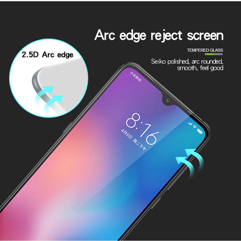 Pinwuyo Szkło hartowane 3D do Xiaomi Mi 9 - czarne