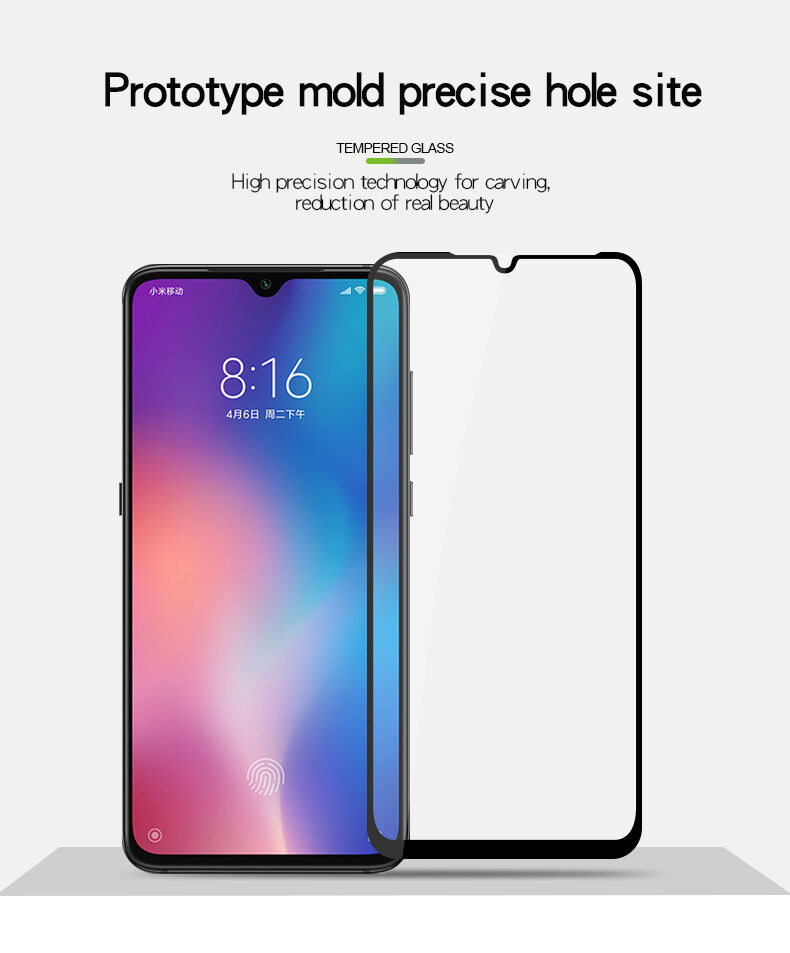 Pinwuyo Szkło hartowane 3D do Xiaomi Mi 9 - czarne