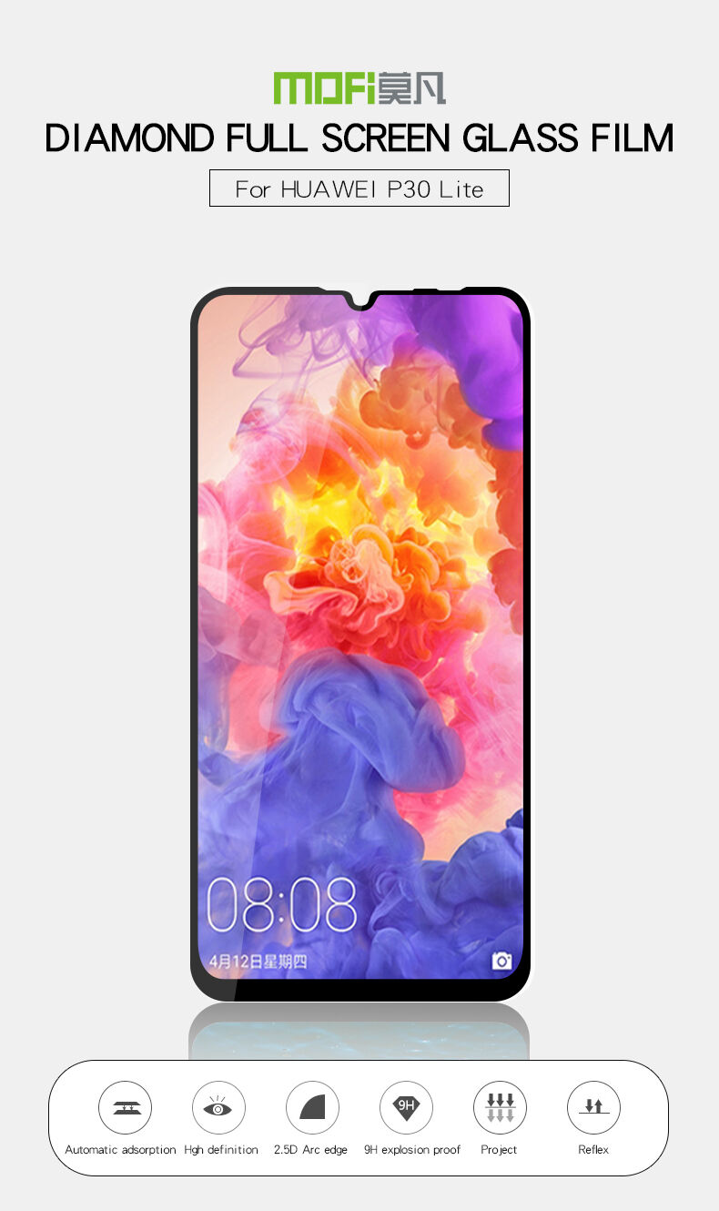 Mofi Szkło hartowane 2,5D do Huawei P30 Lite - czarne