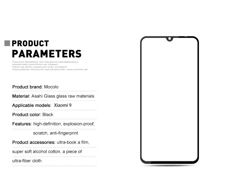 Mocolo Szkło hartowane 3D do Xiaomi Mi 9 - czarne
