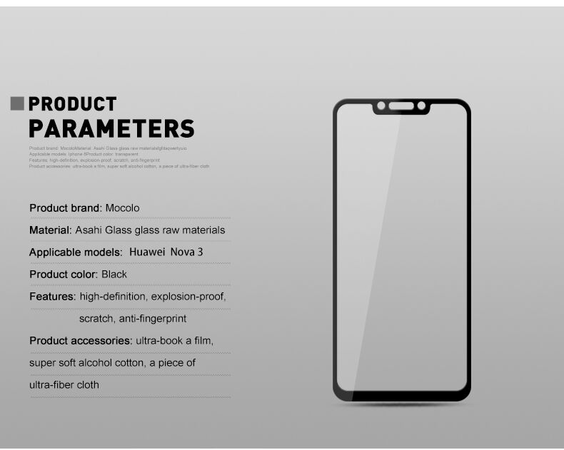 Mocolo Szkło hartowane 3D do Huawei Nova 3i - czarne