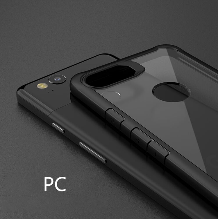 Ipaky przezroczyste etui odporne na wstrząsy z ramką do Google Pixel 2 - czerwone