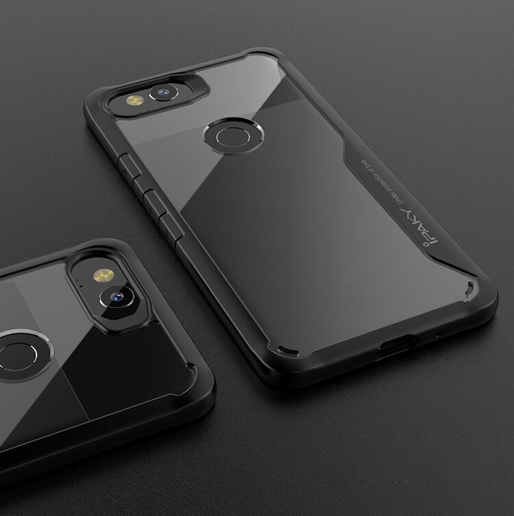 Ipaky przezroczyste etui odporne na wstrząsy z ramką do Google Pixel 2 - czarne