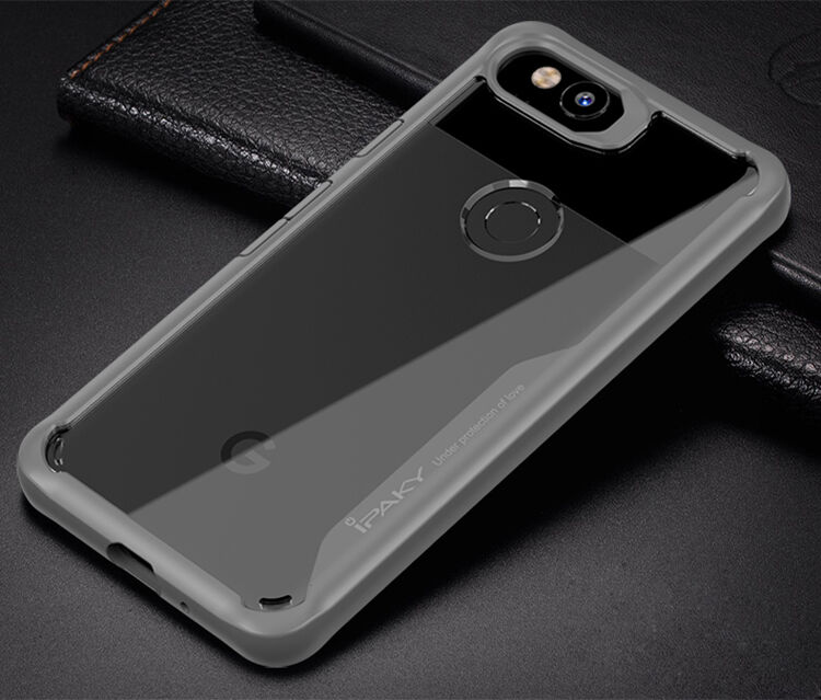Ipaky przezroczyste etui odporne na wstrząsy z ramką do Google Pixel 2 - czarne