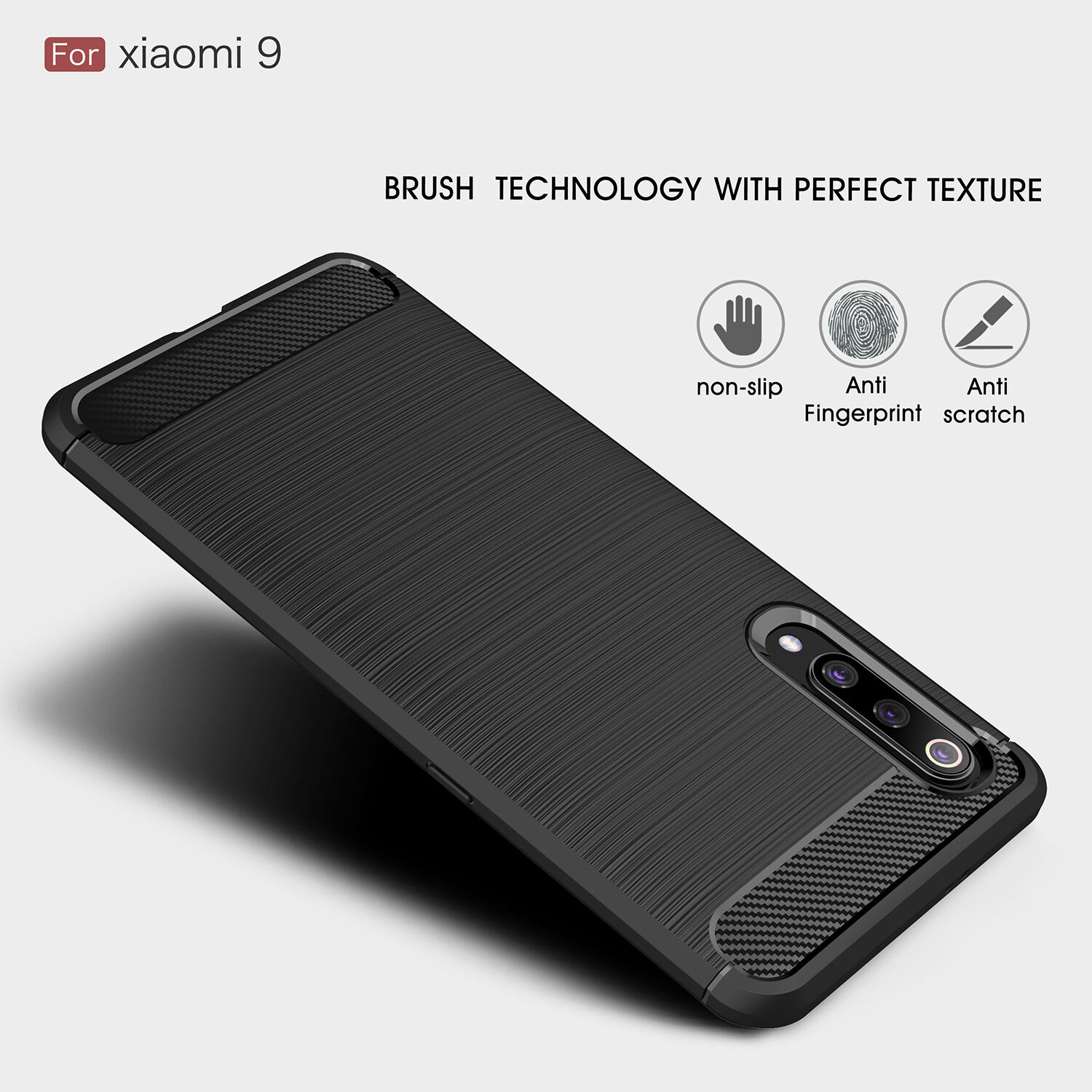Etui plastikowe z teksturą szlifowaną do Xiaomi Mi 9 - czerwone