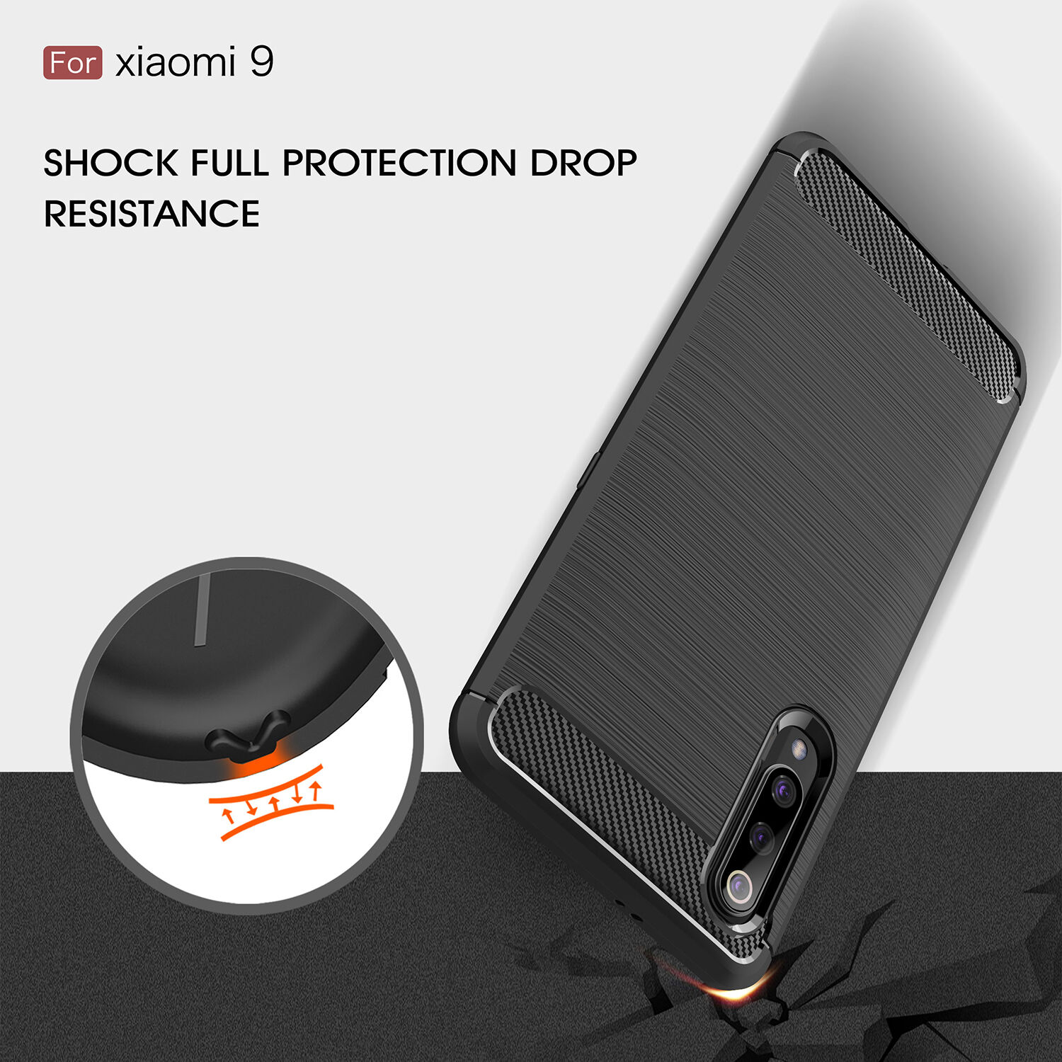 Etui plastikowe z teksturą szlifowaną do Xiaomi Mi 9 - czerwone