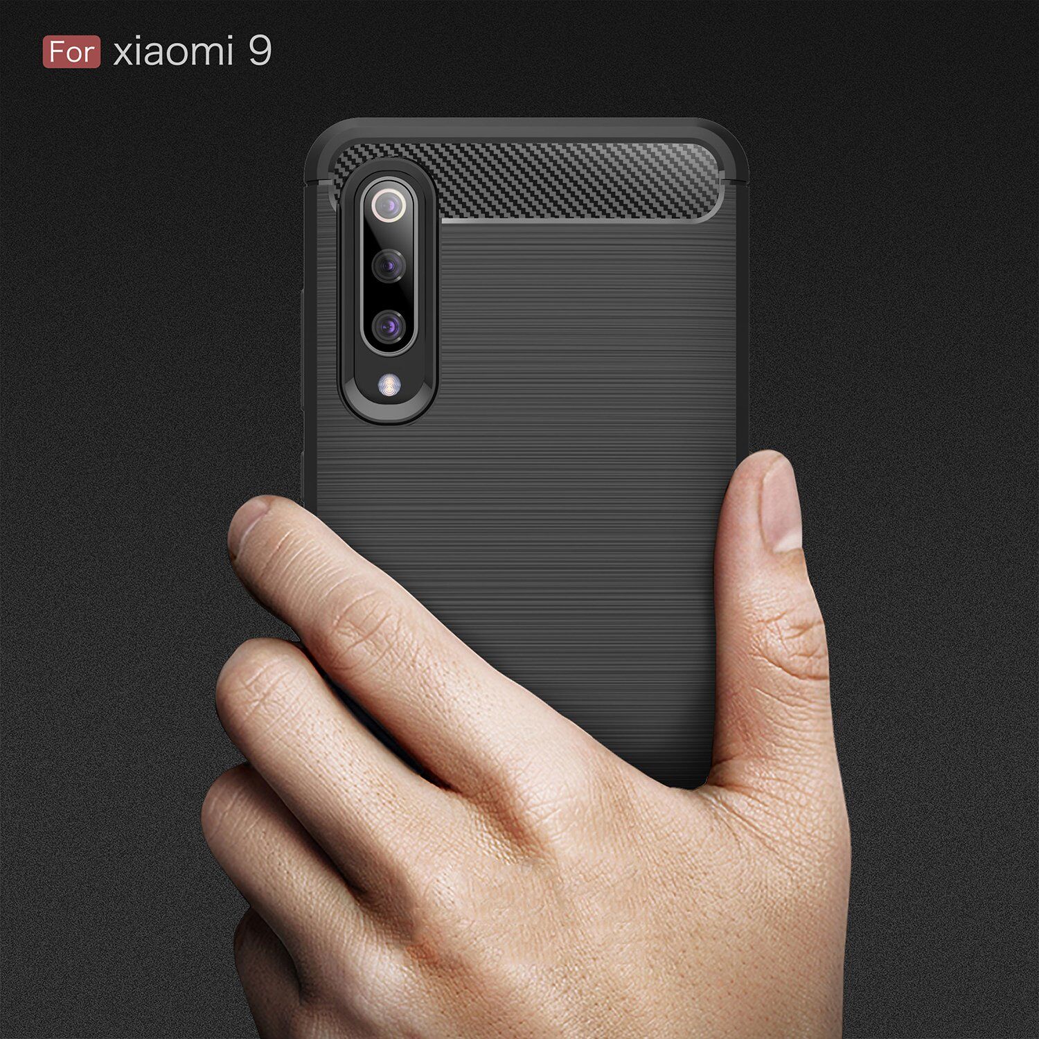 Etui plastikowe z teksturą szlifowaną do Xiaomi Mi 9 - czerwone