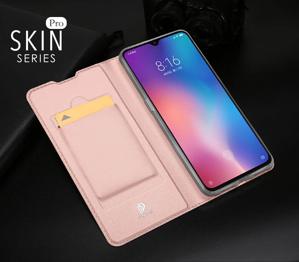 Dux Ducis Skin Pro pokrowiec skórzany do Xiaomi Mi 9 - różowo-złoty