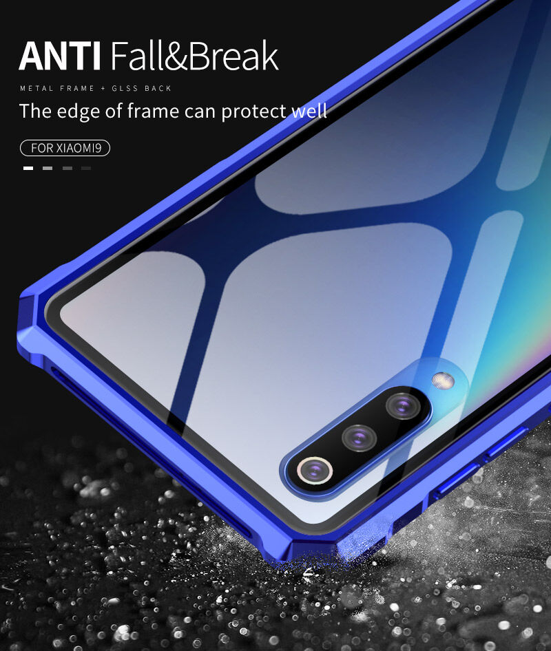Etui z ramką metalową i szkłem hartowanym do Xiaomi Mi 9 - czarne