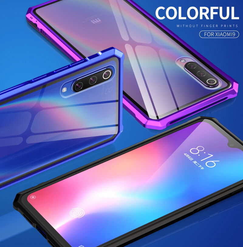 Etui z ramką metalową i szkłem hartowanym do Xiaomi Mi 9 - czarne