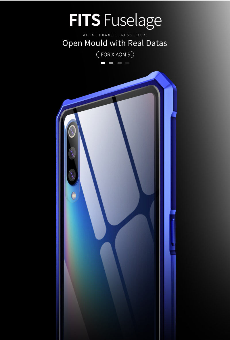 Etui z ramką metalową i szkłem hartowanym do Xiaomi Mi 9 - czarne
