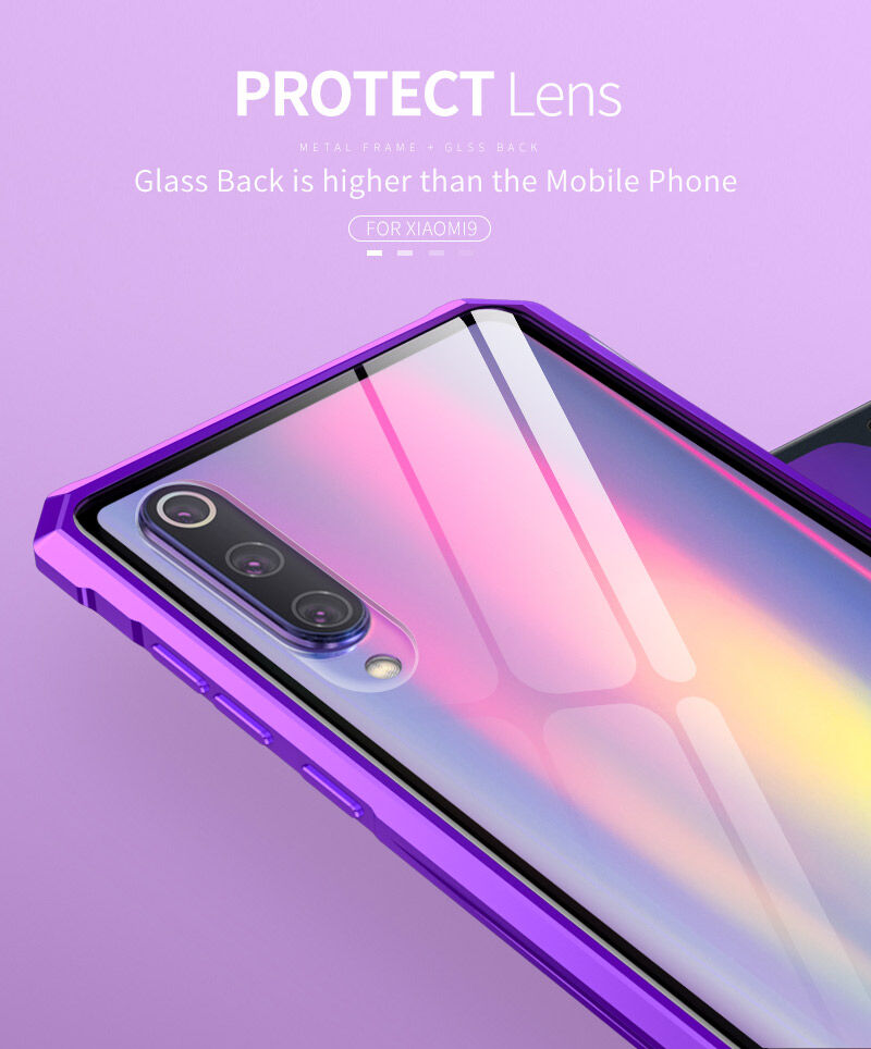 Etui z ramką metalową i szkłem hartowanym do Xiaomi Mi 9 - czarne