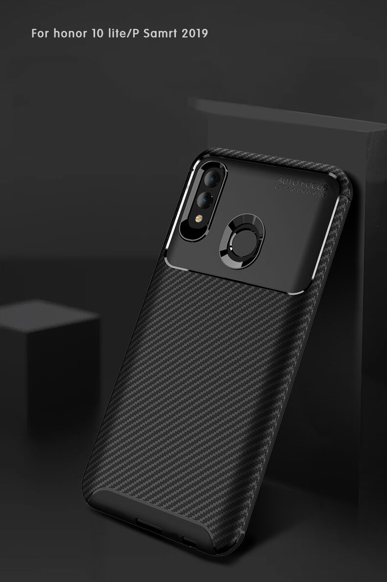 Etui plastikowe z teksturą karbonu do Honor 10 Lite / Huawei P Smart (2019) - ciemnoniebieskie