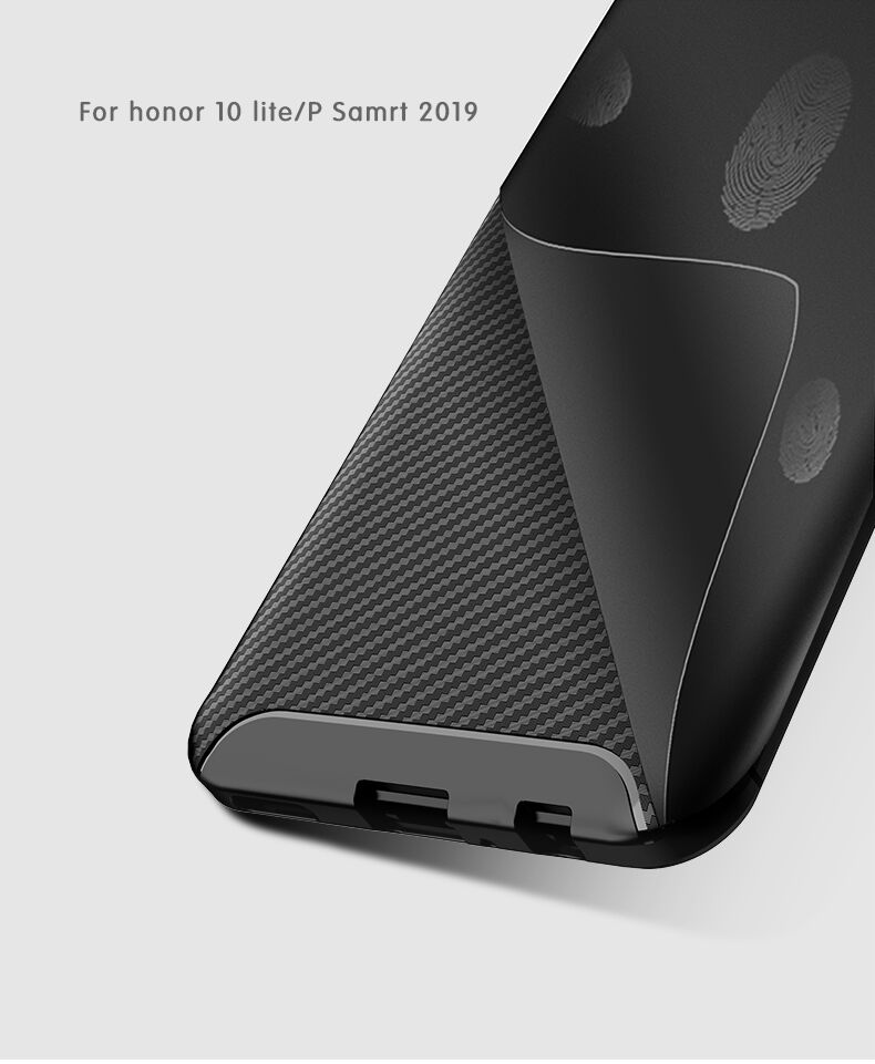 Etui plastikowe z teksturą karbonu do Honor 10 Lite / Huawei P Smart (2019) - ciemnoniebieskie