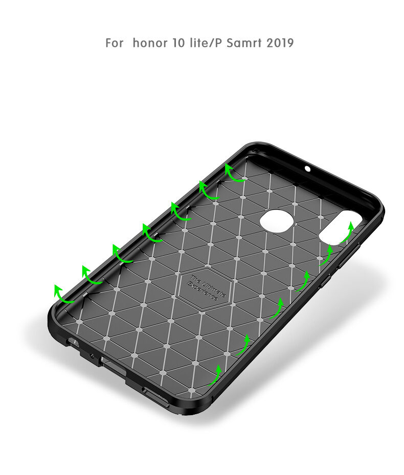 Etui plastikowe z teksturą karbonu do Honor 10 Lite / Huawei P Smart (2019) - ciemnoniebieskie