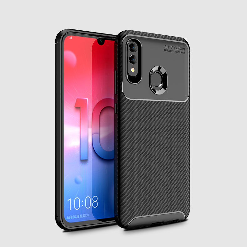 Etui plastikowe z teksturą karbonu do Honor 10 Lite / Huawei P Smart (2019) - ciemnoniebieskie