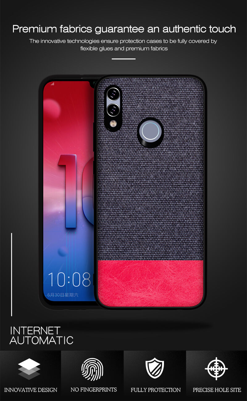 Etui z teksturą tkaniny do Huawei P Smart (2019) / Honor 10 Lite - czarne