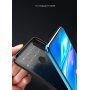 Etui plastikowe z teksturą karbonu do Huawei Y7 (2019) - ciemnoniebieskie
