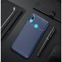 Etui plastikowe z teksturą karbonu do Huawei Y7 (2019) - ciemnoniebieskie