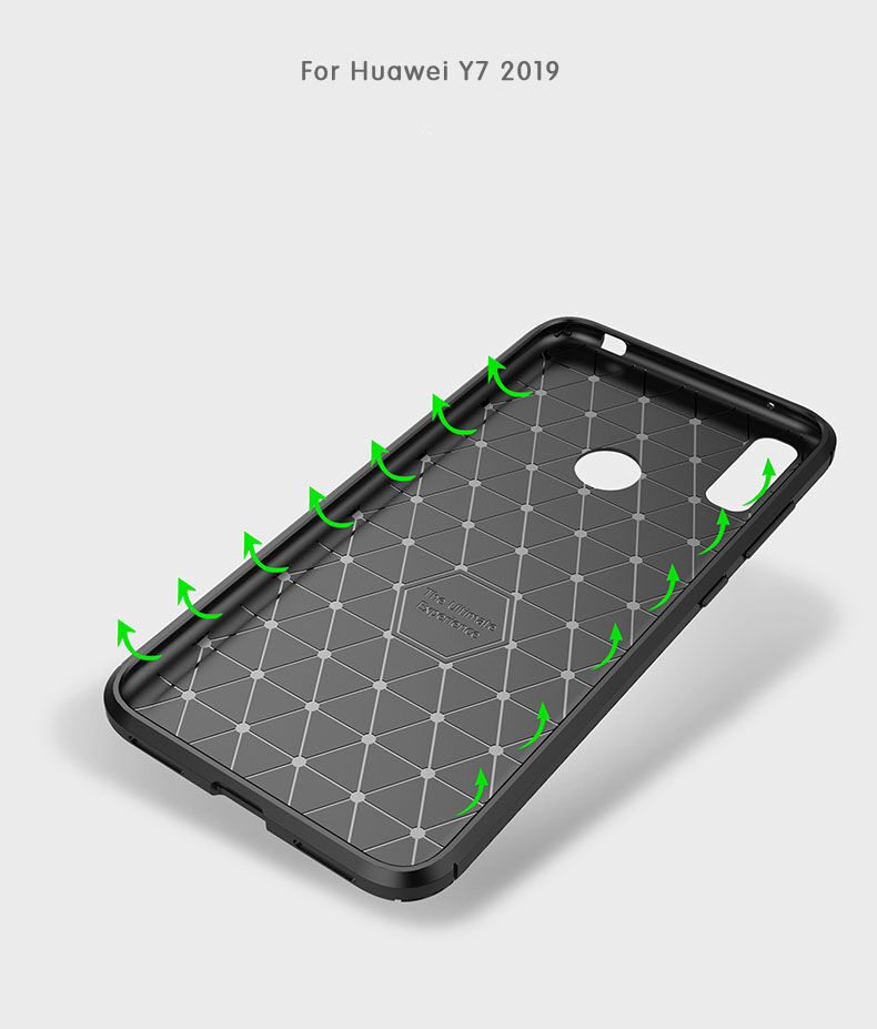 Etui plastikowe z teksturą karbonu do Huawei Y7 (2019) - czarne
