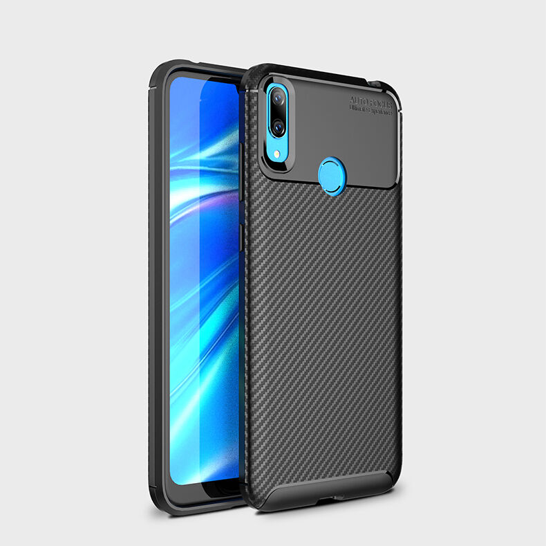 Etui plastikowe z teksturą karbonu do Huawei Y7 (2019) - czarne