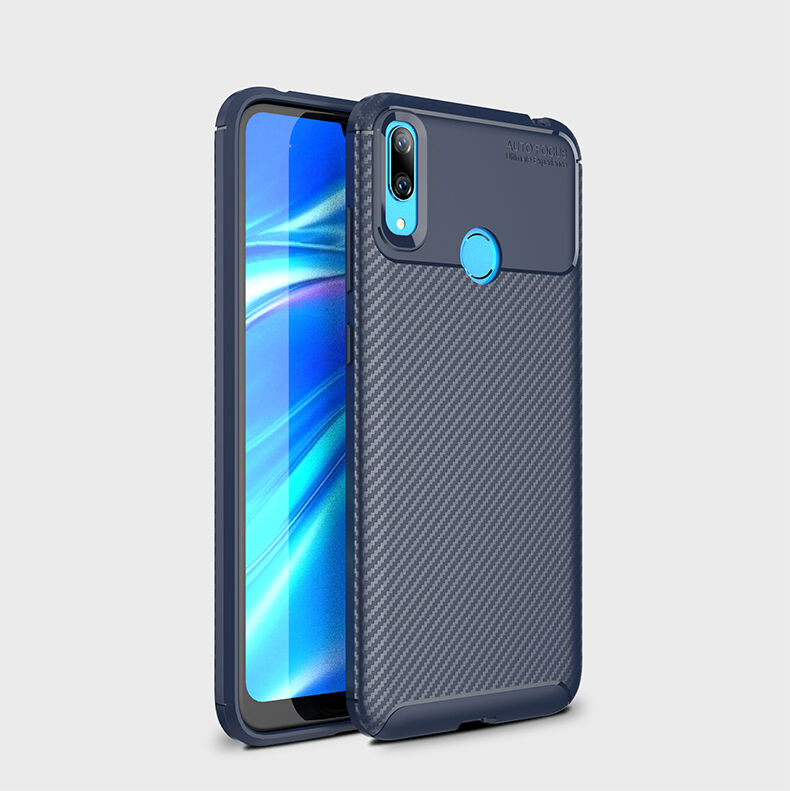 Etui plastikowe z teksturą karbonu do Huawei Y7 (2019) - czarne