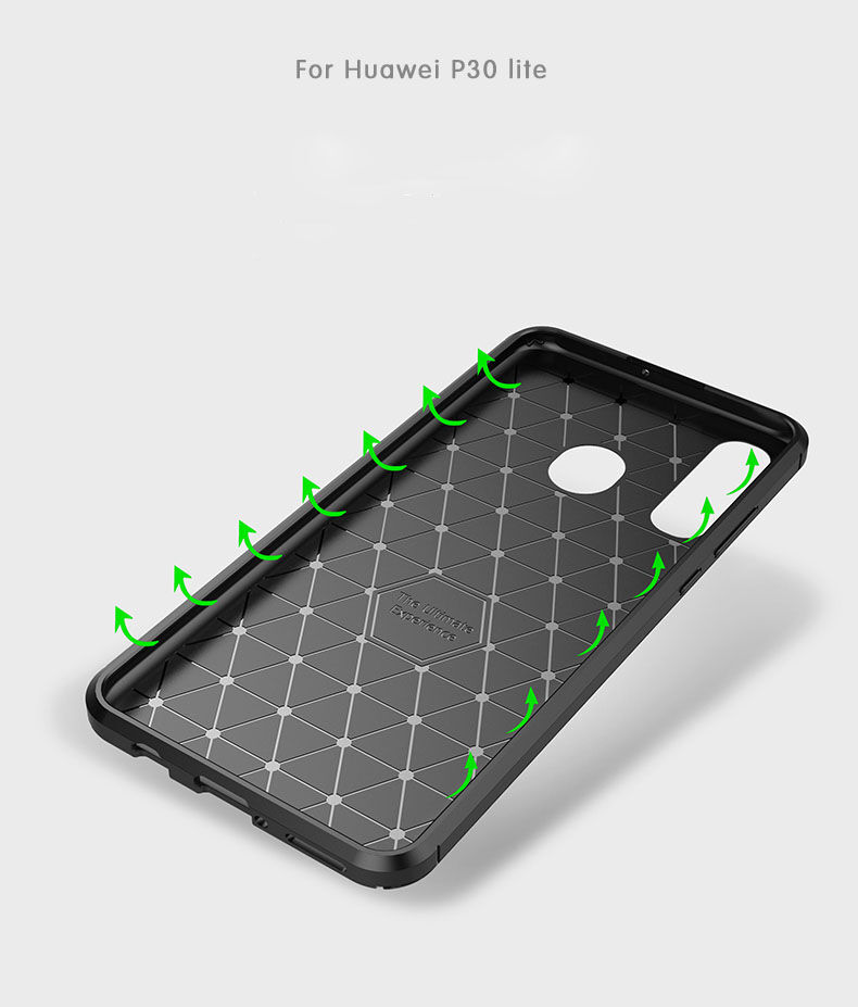 Etui plastikowe z teksturą karbonu do Huawei P30 Lite - ciemnoniebieskie