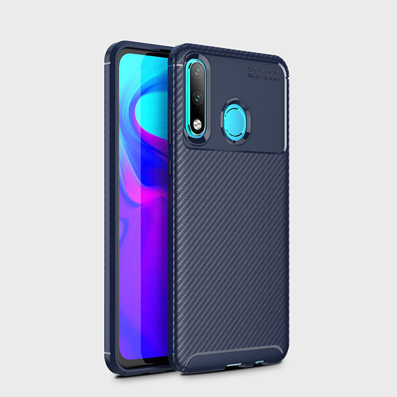 Etui plastikowe z teksturą karbonu do Huawei P30 Lite - czarne