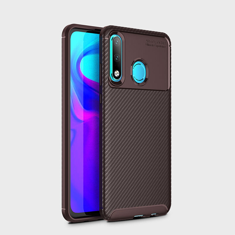 Etui plastikowe z teksturą karbonu do Huawei P30 Lite - czarne Etui plastikowe z teksturą karbonu do Huawei P30 Lite - czarne