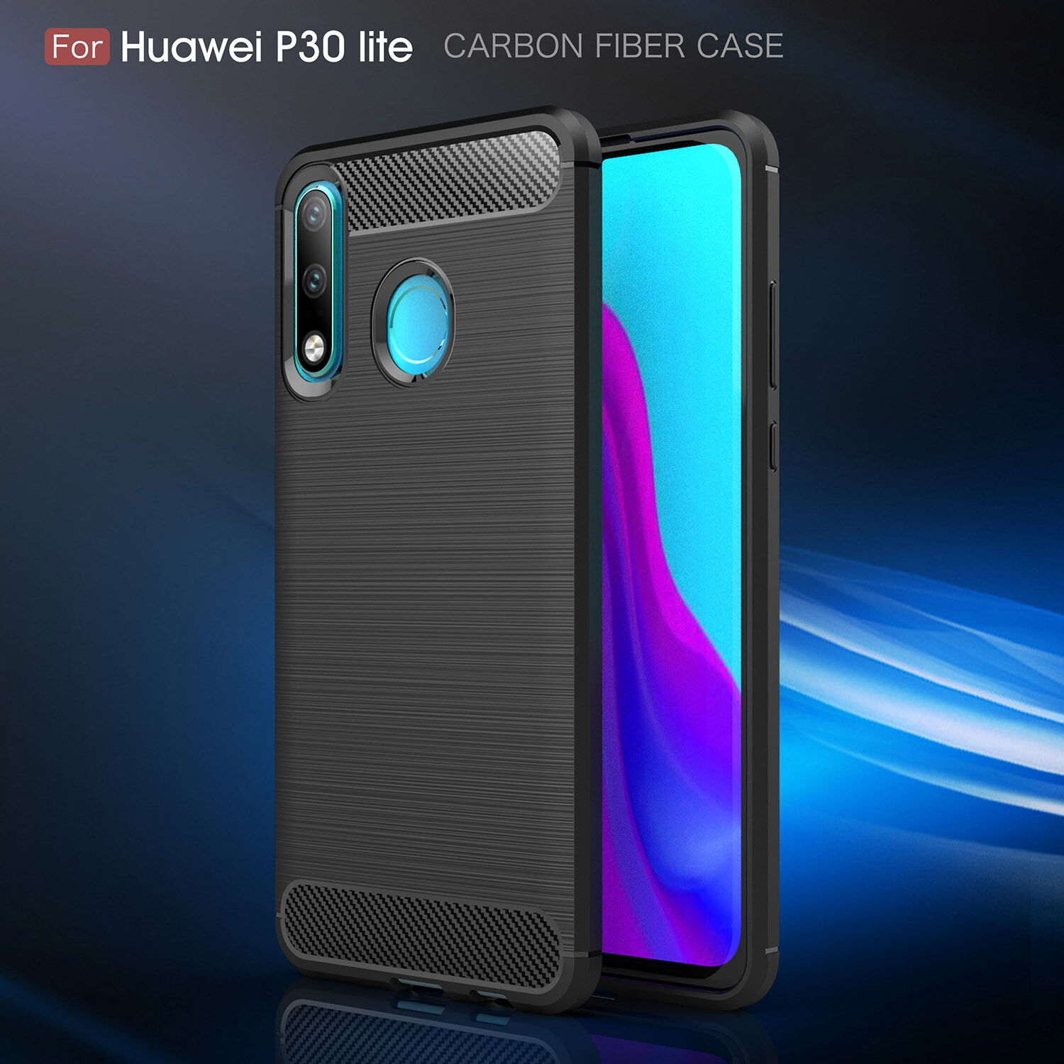 Etui plastikowe z teksturą szlifowaną do Huawei P30 Lite - czarne