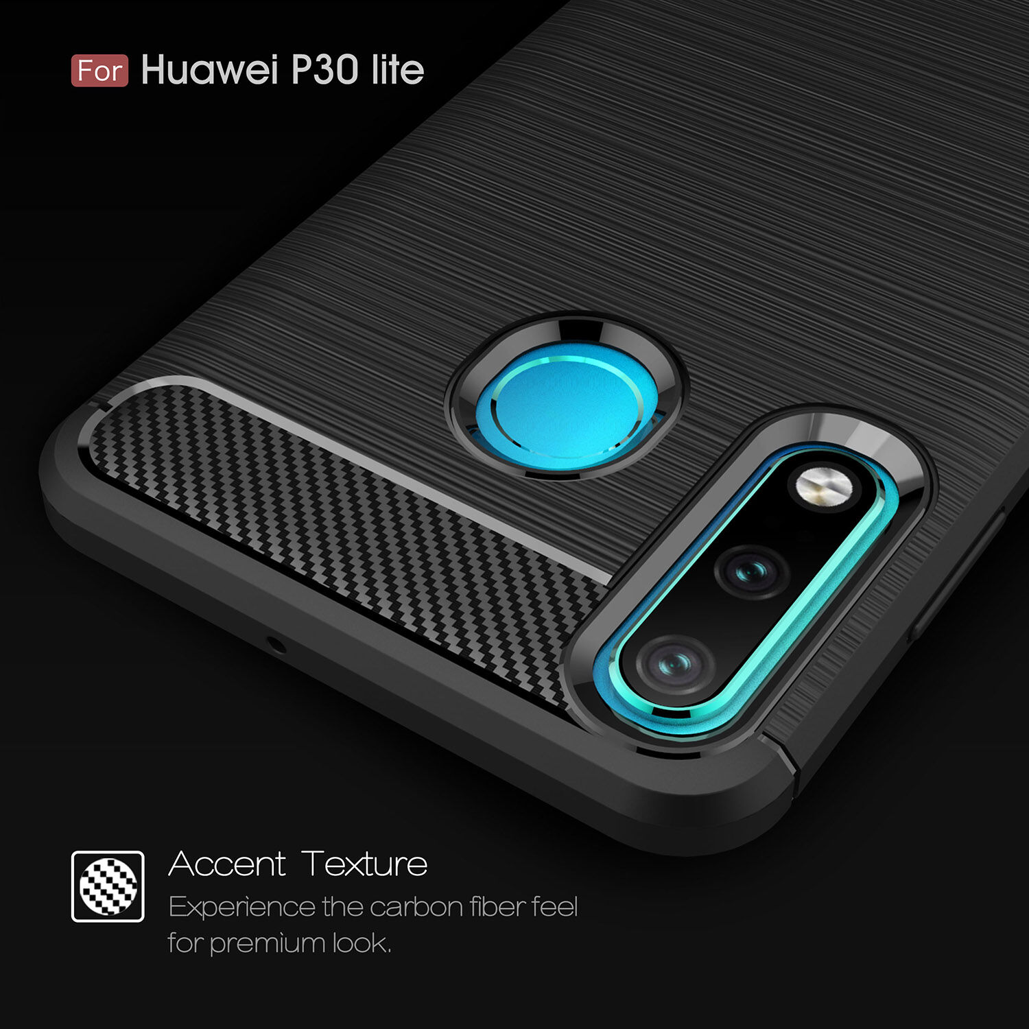 Etui plastikowe z teksturą szlifowaną do Huawei P30 Lite - czarne