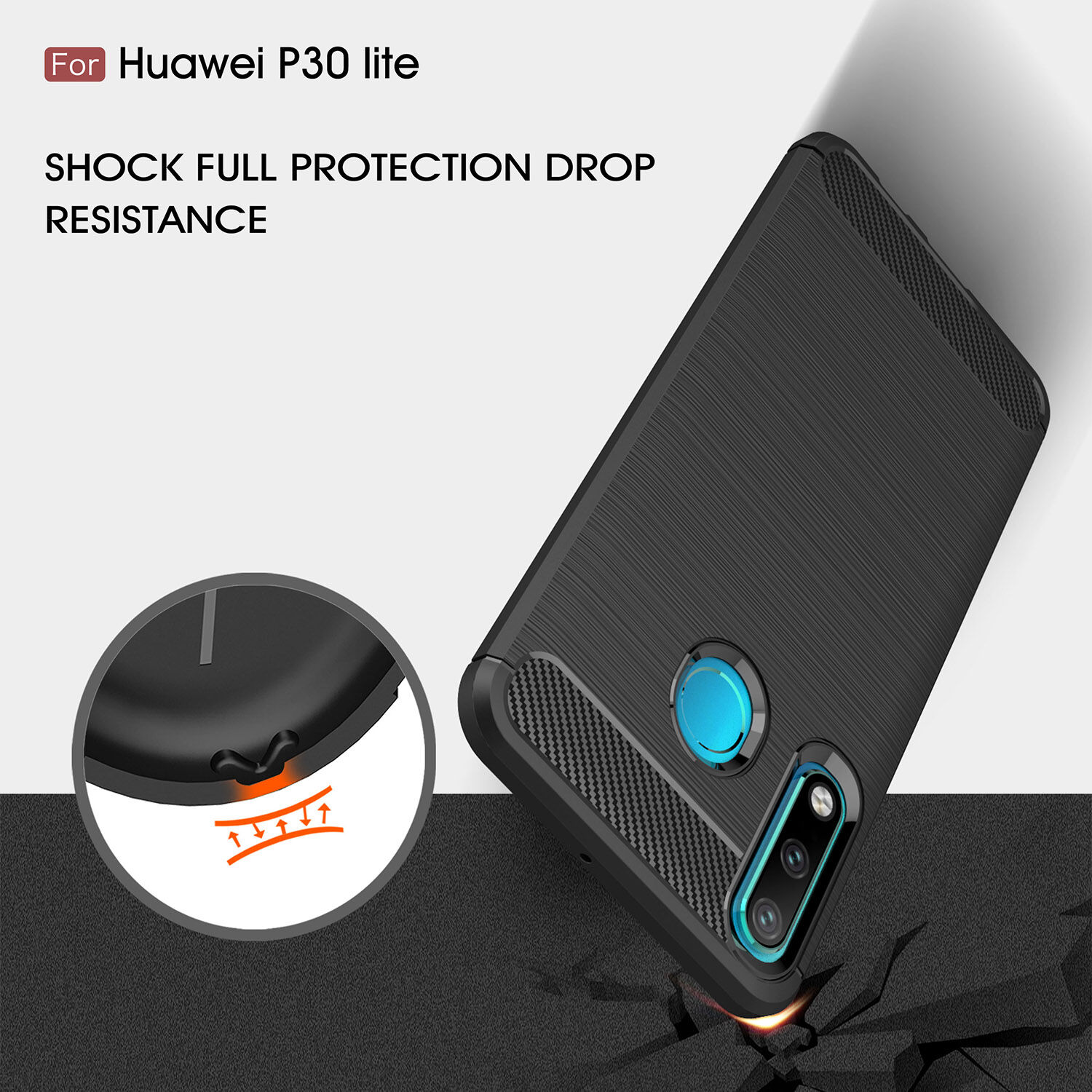 Etui plastikowe z teksturą szlifowaną do Huawei P30 Lite - czarne