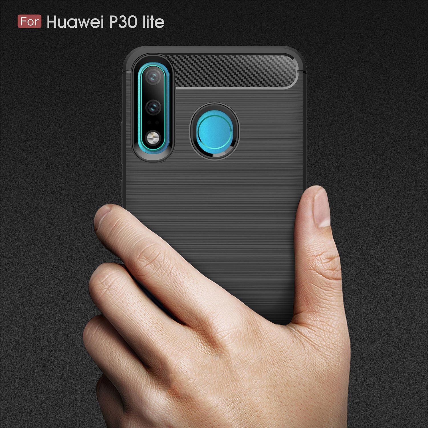 Etui plastikowe z teksturą szlifowaną do Huawei P30 Lite - czarne