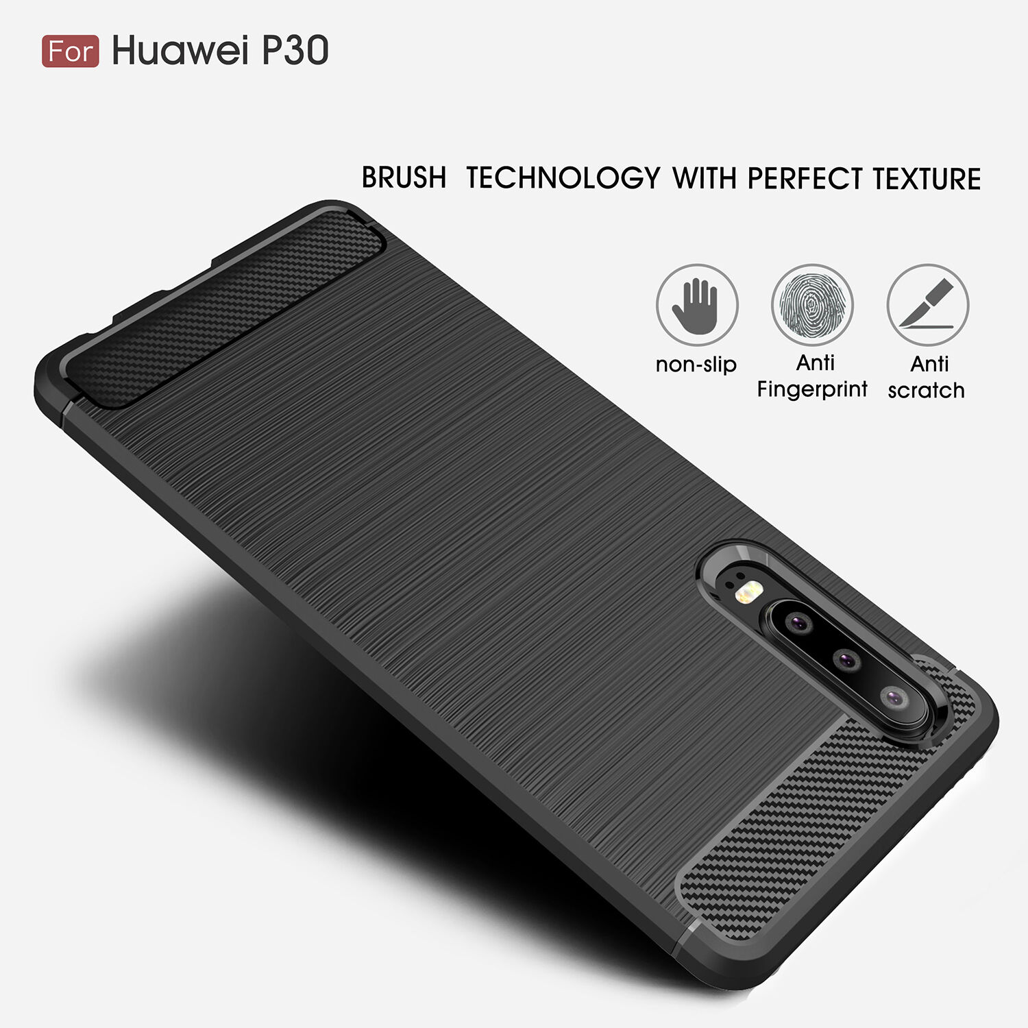 Etui plastikowe z teksturą szlifowaną do Huawei P30 - ciemnoniebieskie