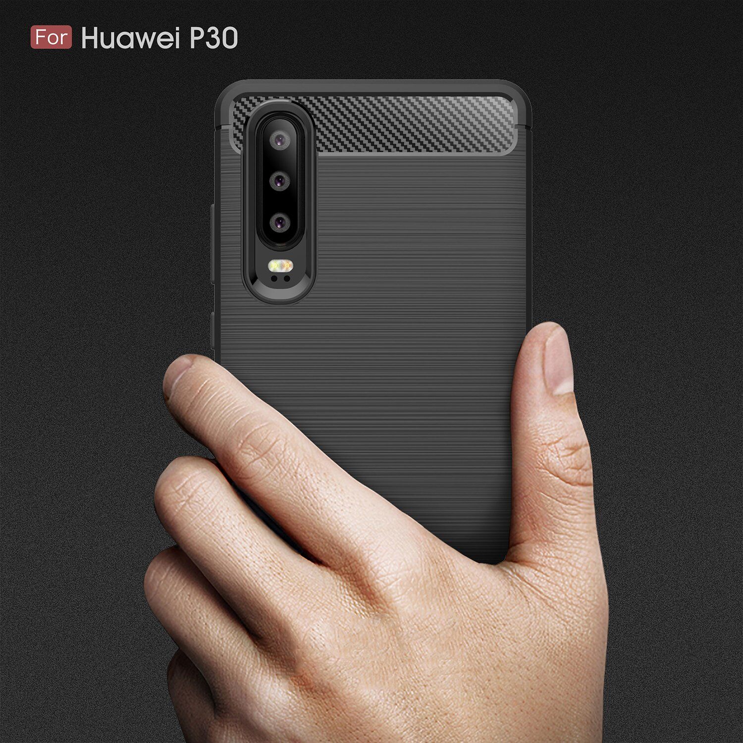 Etui plastikowe z teksturą szlifowaną do Huawei P30 - ciemnoniebieskie