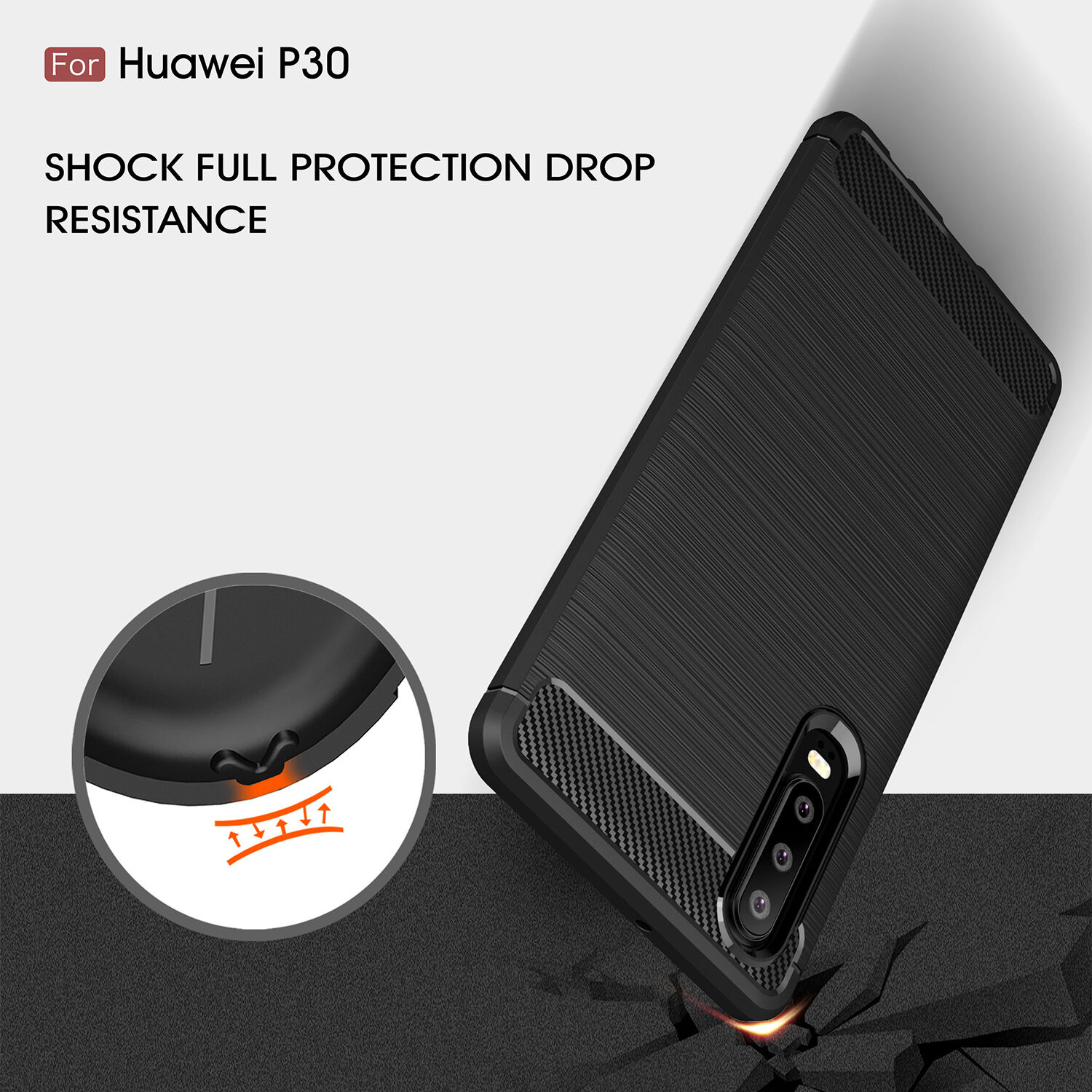 Etui plastikowe z teksturą szlifowaną do Huawei P30 - czerwone
