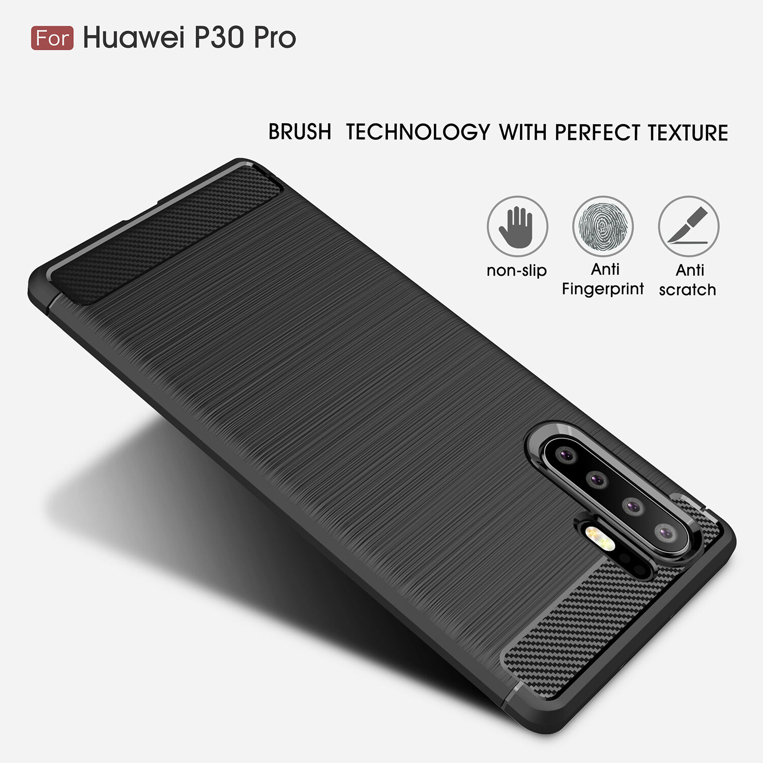 Etui plastikowe z teksturą szlifowaną do Huawei P30 Pro - czerwone