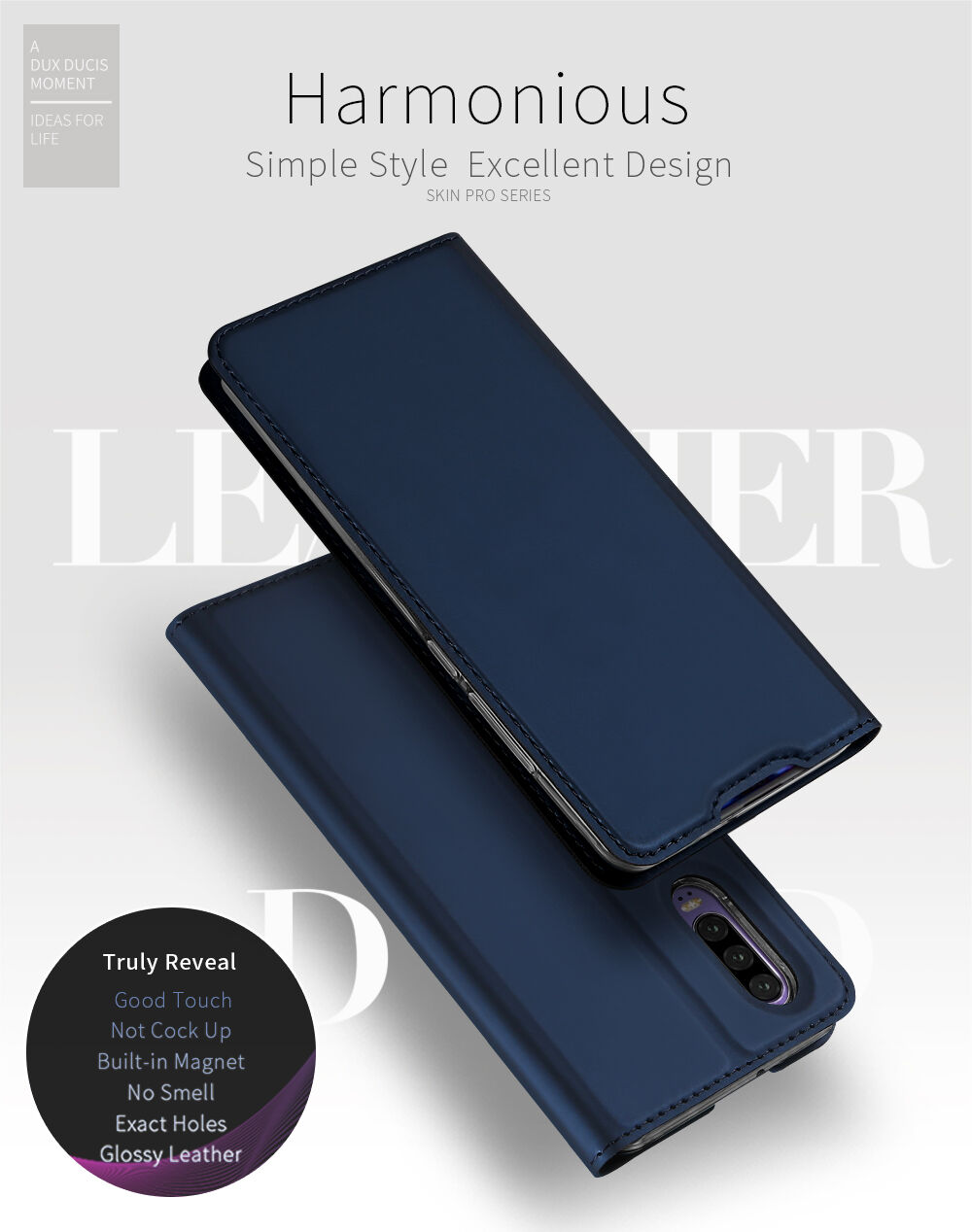 Dux Ducis Skin Pro pokrowiec flip do Huawei P30 - ciemnoniebieski