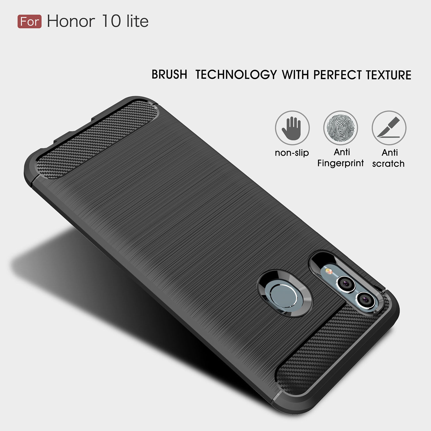 Etui z teksturą szlifowaną i karbonową do Huawei P Smart (2019) / Honor 10 Lite - czarne
