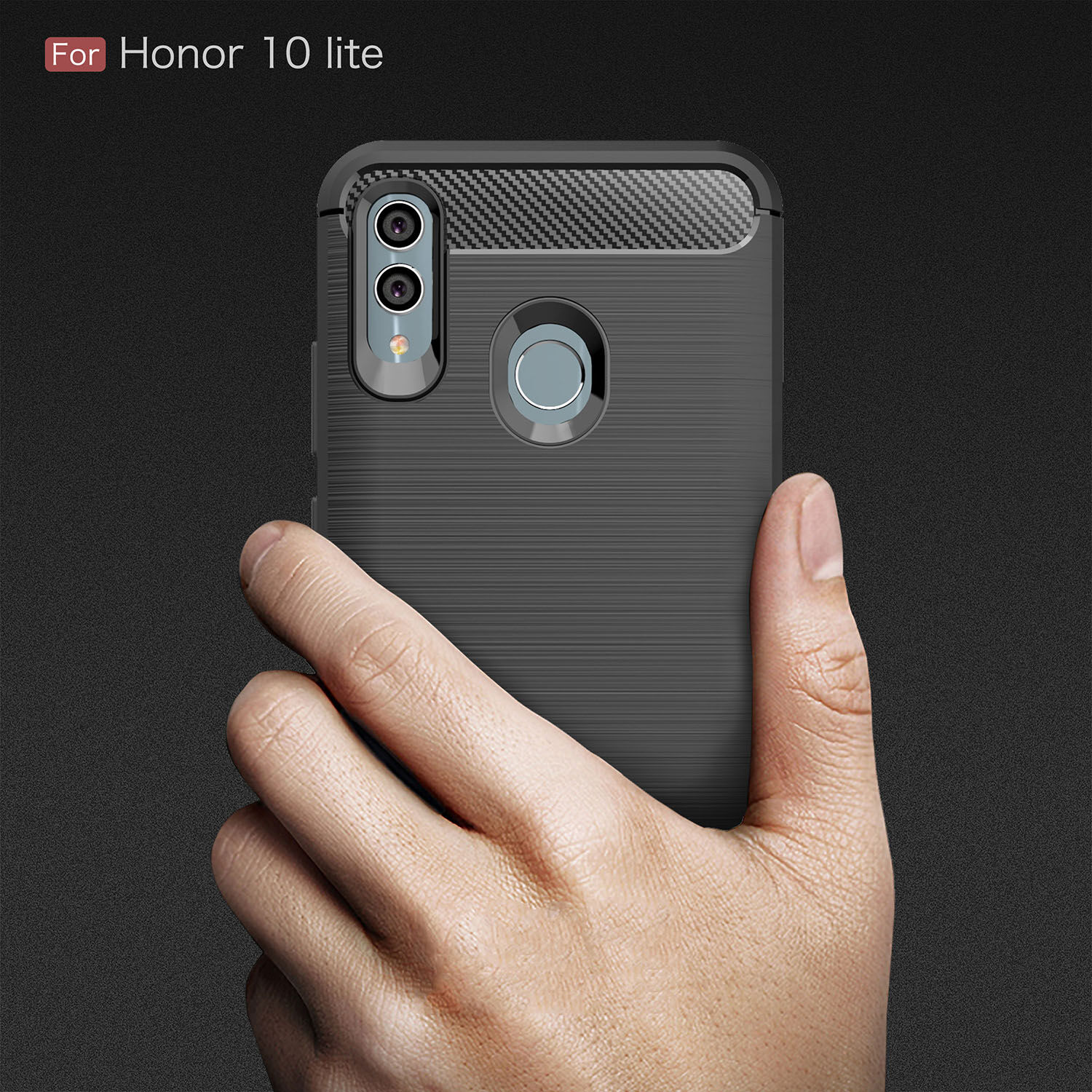 Etui z teksturą szlifowaną i karbonową do Huawei P Smart (2019) / Honor 10 Lite - czarne