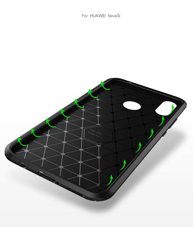 Etui plastikowe z teksturą karbonu do Huawei Nova 3i - ciemnoniebieskie