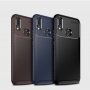Etui plastikowe z teksturą karbonu do Huawei Nova 3i - ciemnoniebieskie