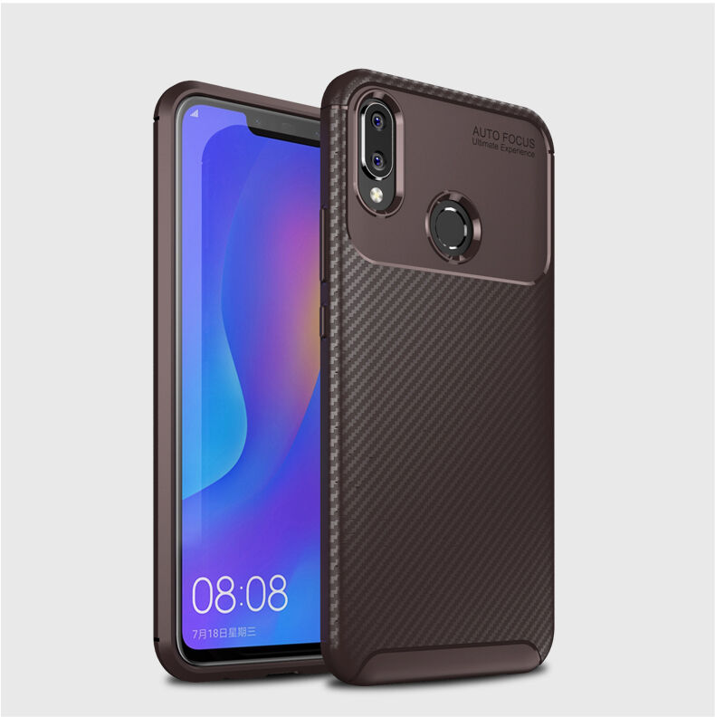 Etui plastikowe z teksturą karbonu do Huawei Nova 3i - ciemnoniebieskie Etui plastikowe z teksturą karbonu do Huawei Nova 3i - ciemnoniebieskie