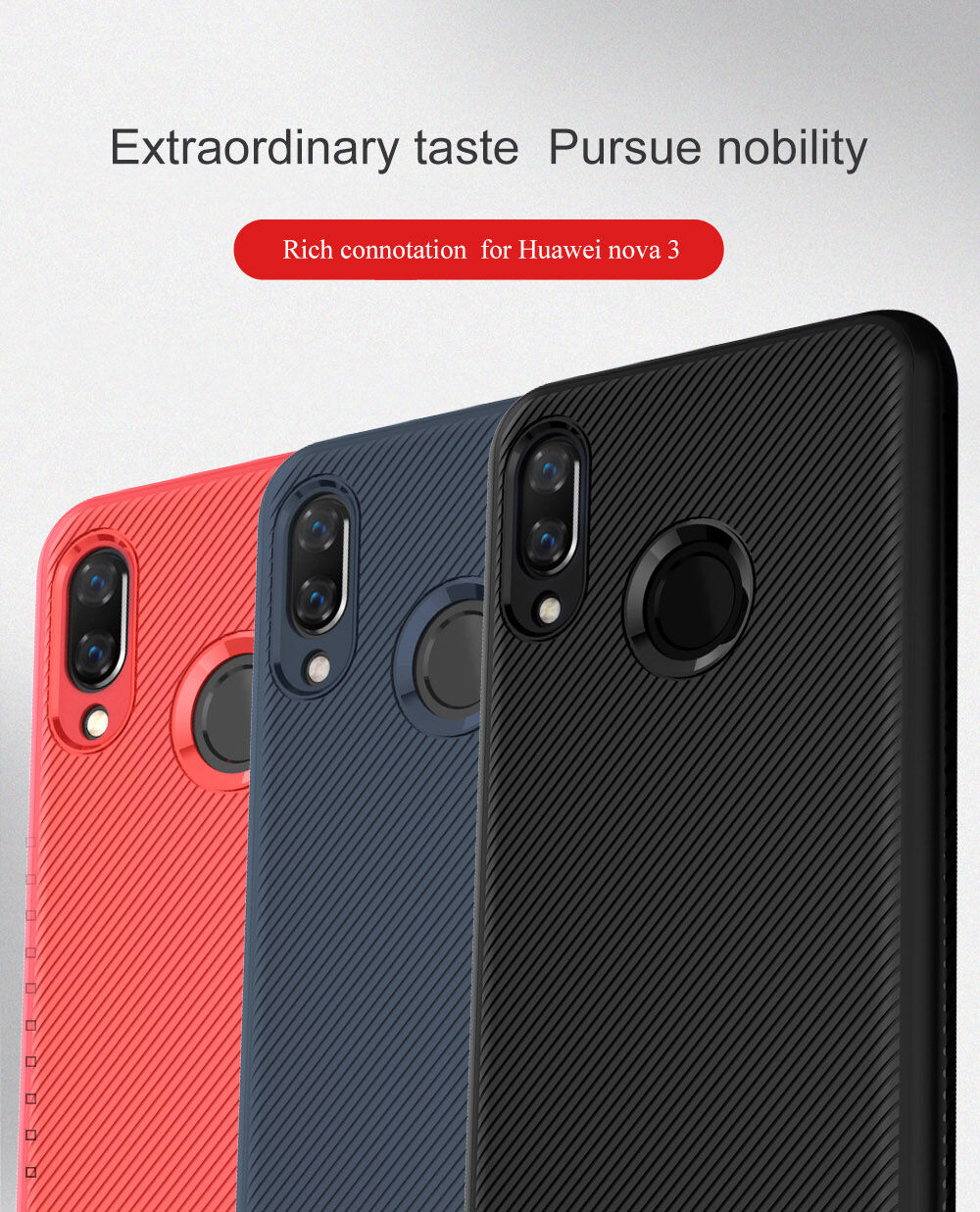 Lenuo etui plastikowe z teksturą tkaniny do Huawei Nova 3 - czarne