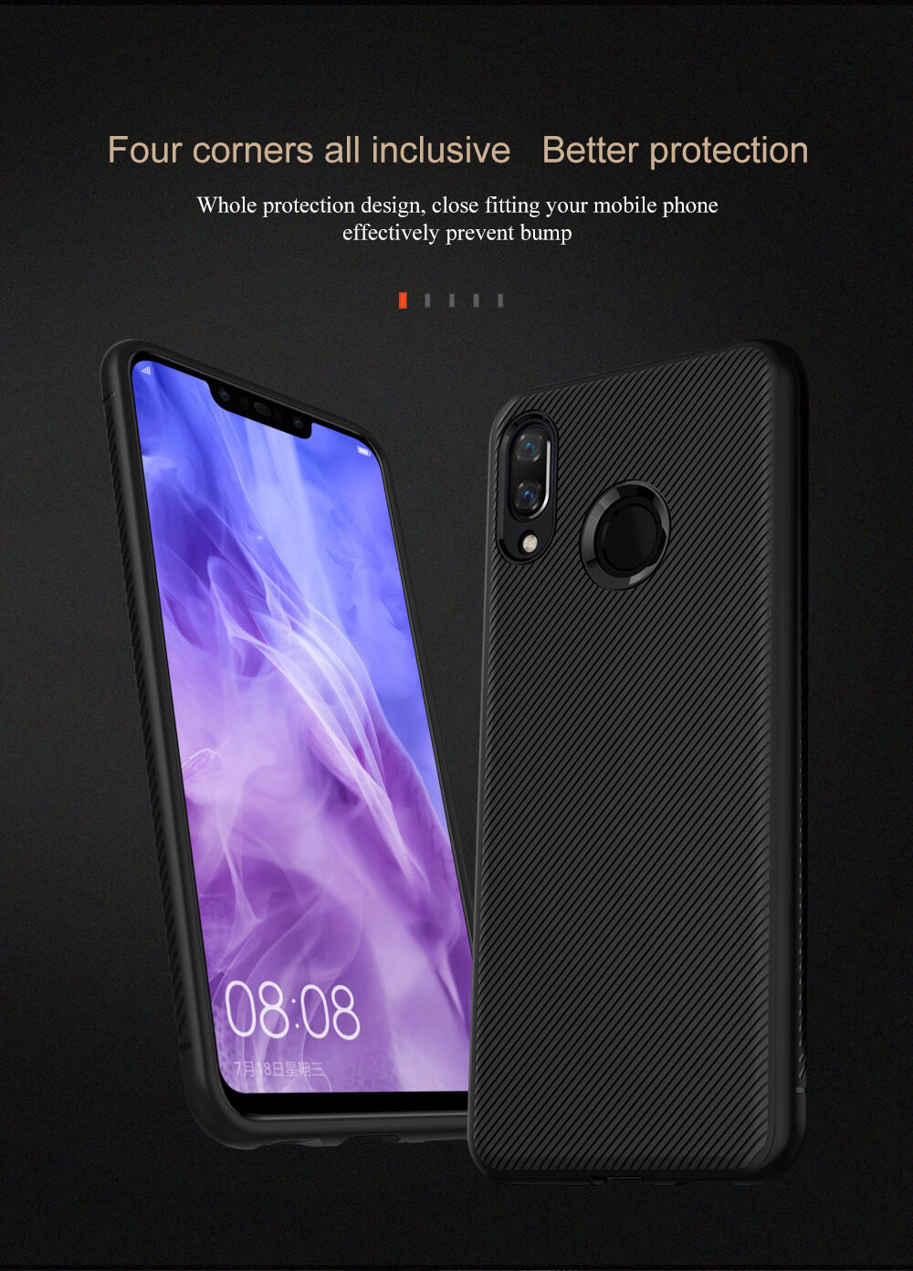 Lenuo etui plastikowe z teksturą tkaniny do Huawei Nova 3 - czarne