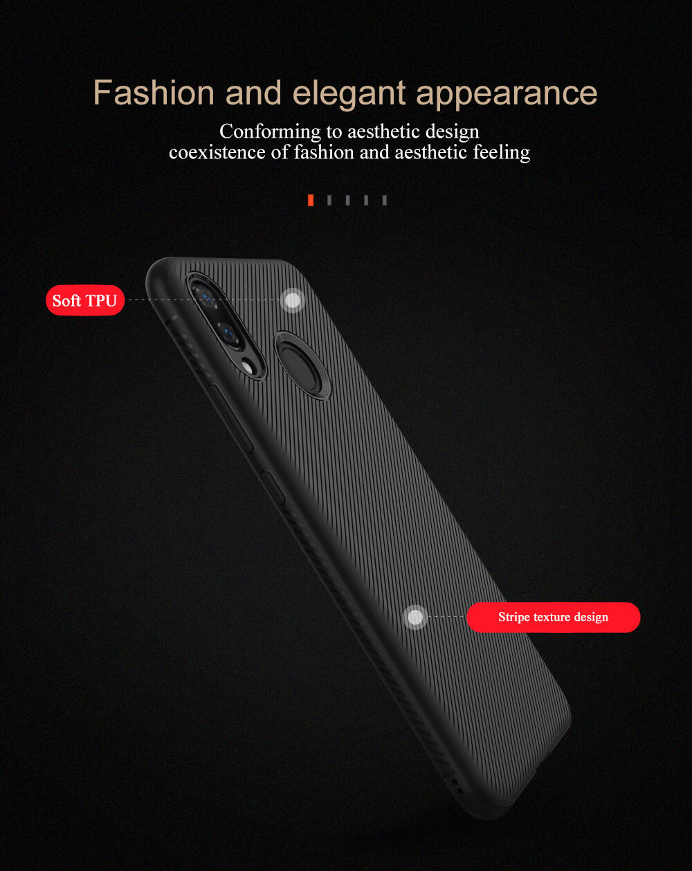 Lenuo etui plastikowe z teksturą tkaniny do Huawei Nova 3 - czarne