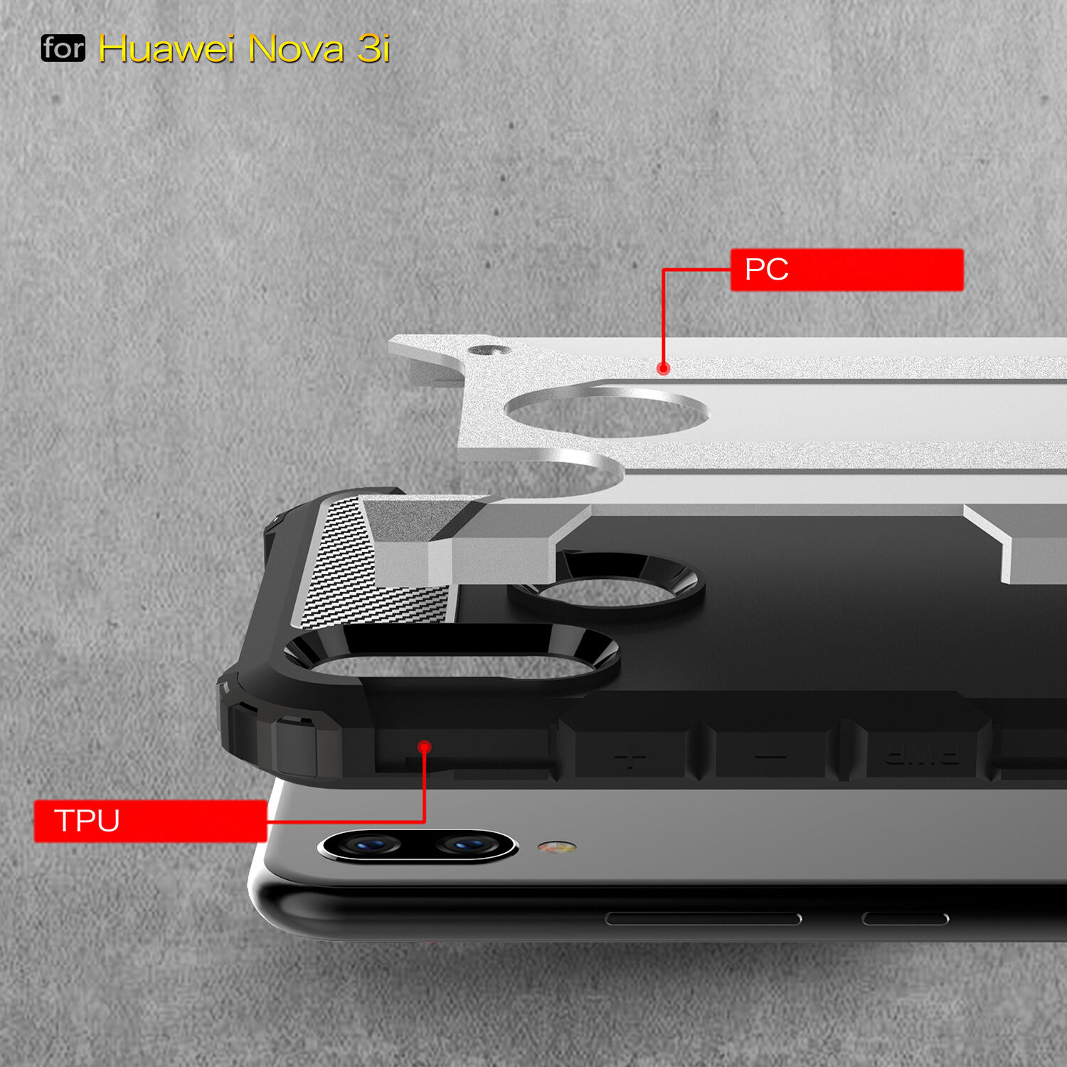 Super odporne etui Armor do Huawei Nova 3i - złote