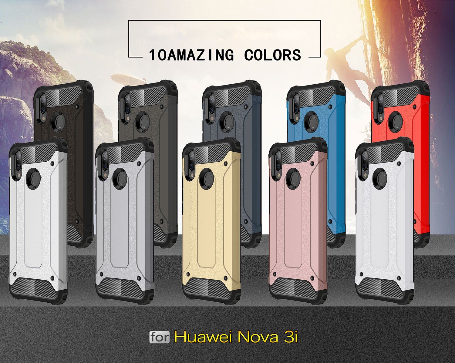 Super odporne etui Armor do Huawei Nova 3i - różowo-złote